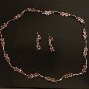 Pink & Purple Floral Matching Silver Set